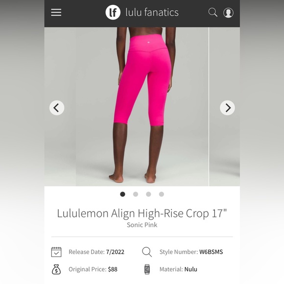 Lululemon Sonic Pink Align High Rise Crop Leggings - Size 2 - Picture 3 of 10